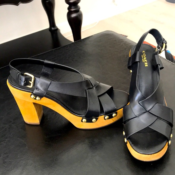 Coach chunky heel, sling back sandals. - Picture 1 of 4
